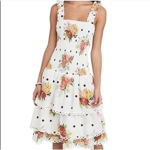 White Floral Polka Dot Midi Sundress